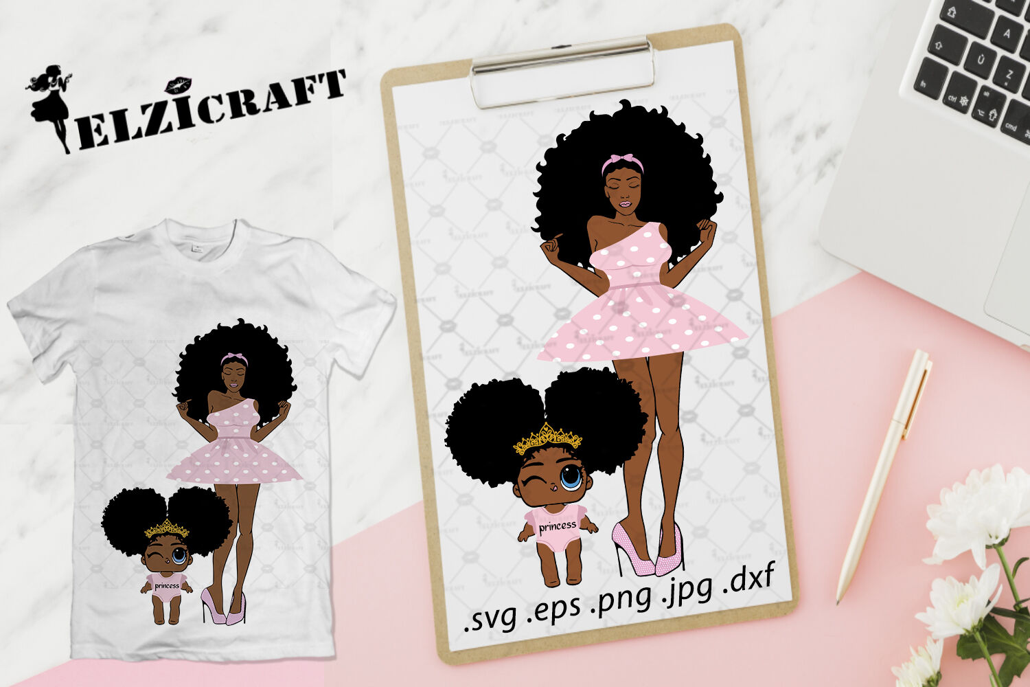 Afro Woman Mommy And Me Mother And Daughter Svg Cut File By Elzicraft Thehungryjpeg Com