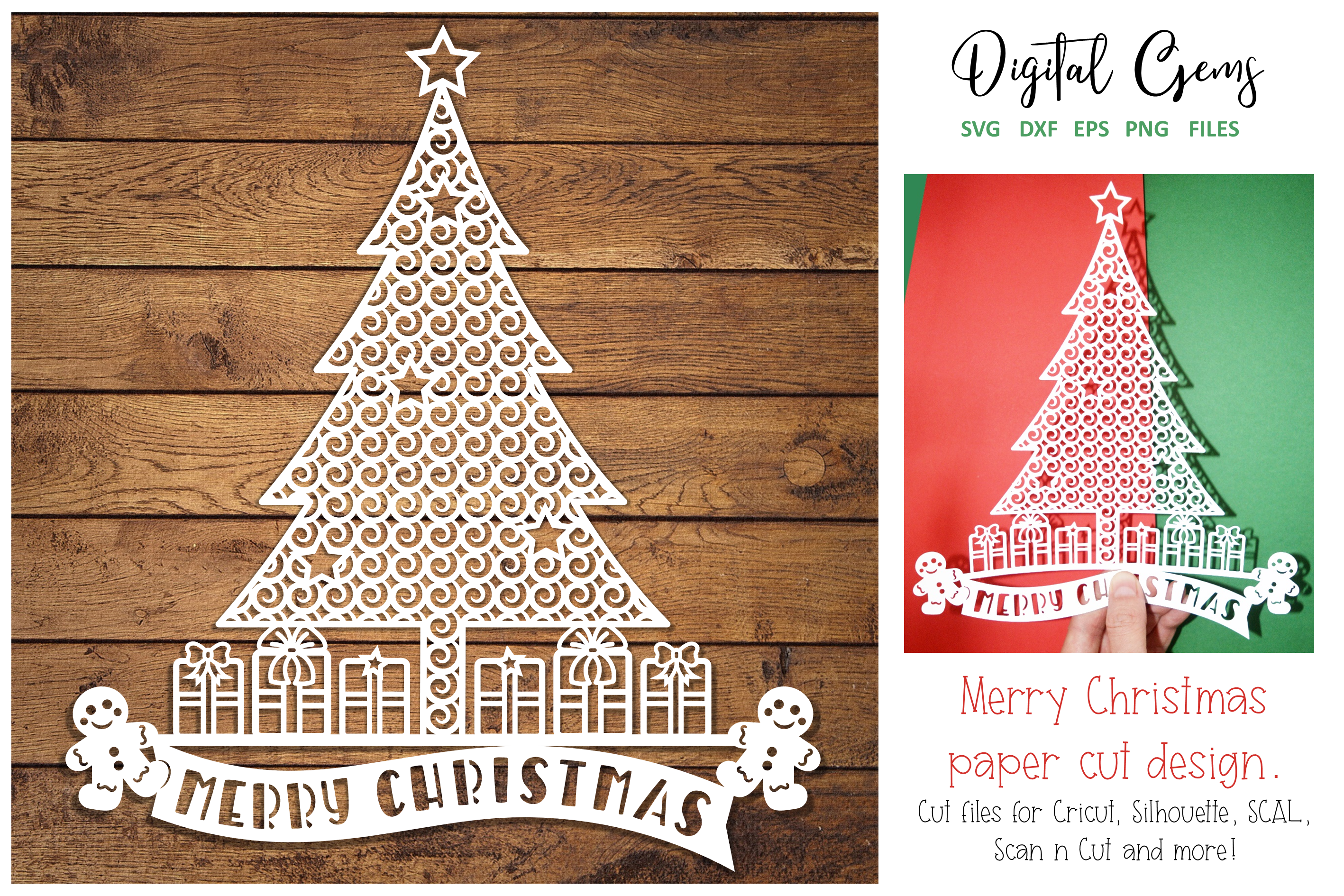 Christmas Tree Papercut Design By Digital Gems Thehungryjpeg Com