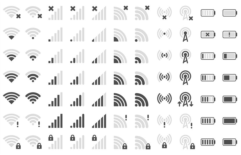 Mobile Phone Bar Icons Smartphone Battery Charge Level Wifi Signal S By Tartila Thehungryjpeg Com