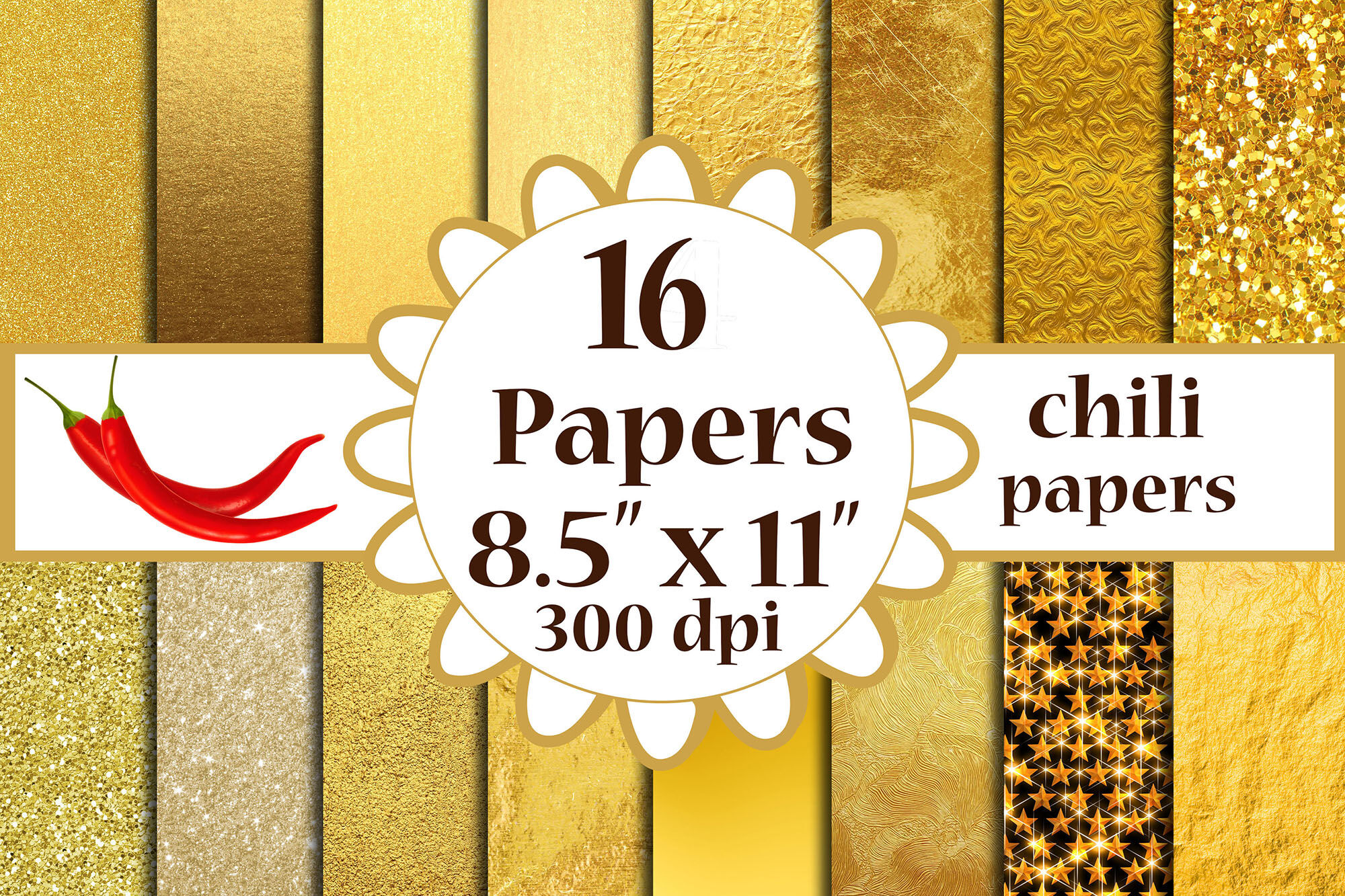 Gold Foil Paper, Metallic Gold background, A4 papers 8.5x11 By ChiliPapers