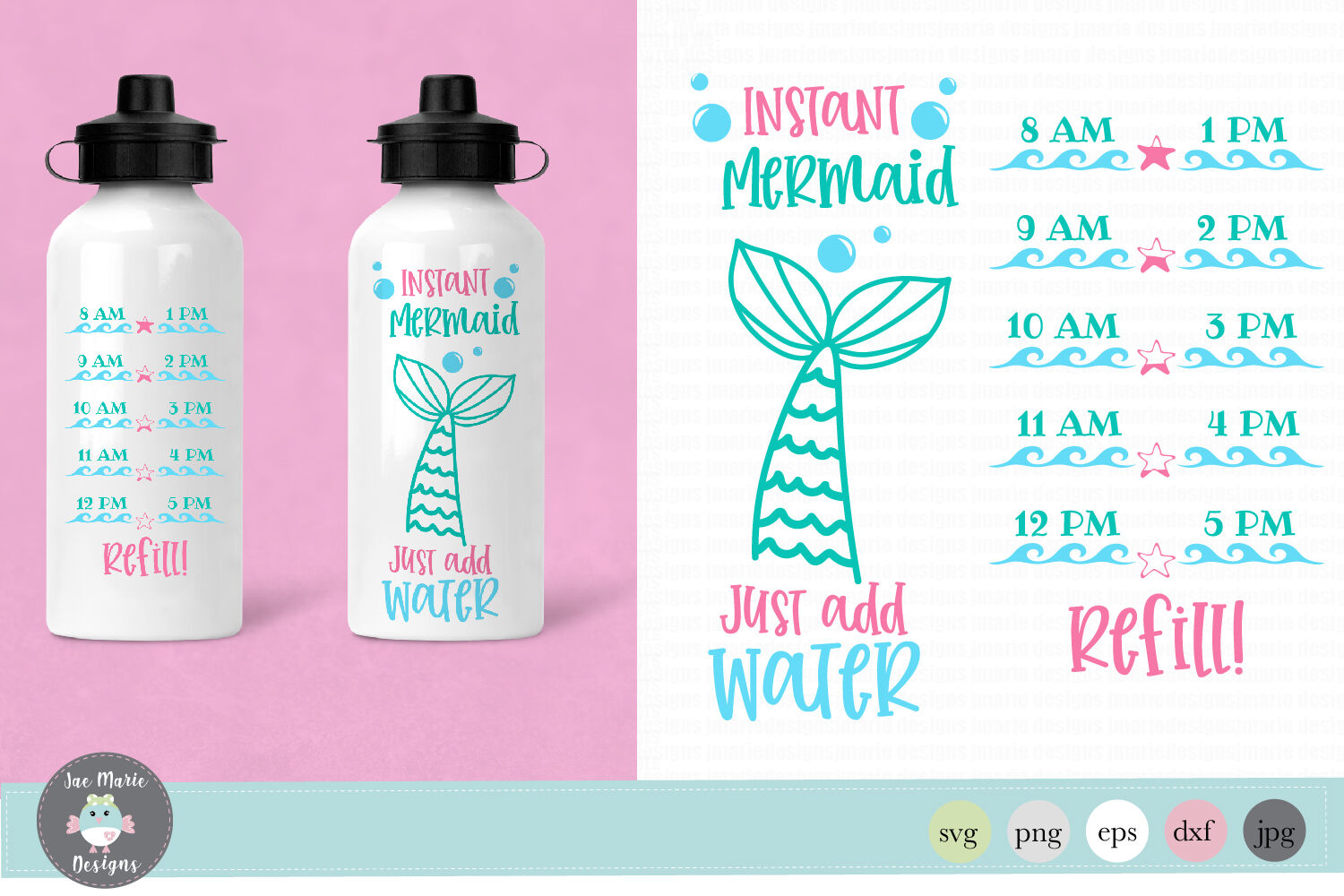 Instant Mermaid Water Bottle Tracker Svg By Jae Marie Digital Designs Thehungryjpeg Com