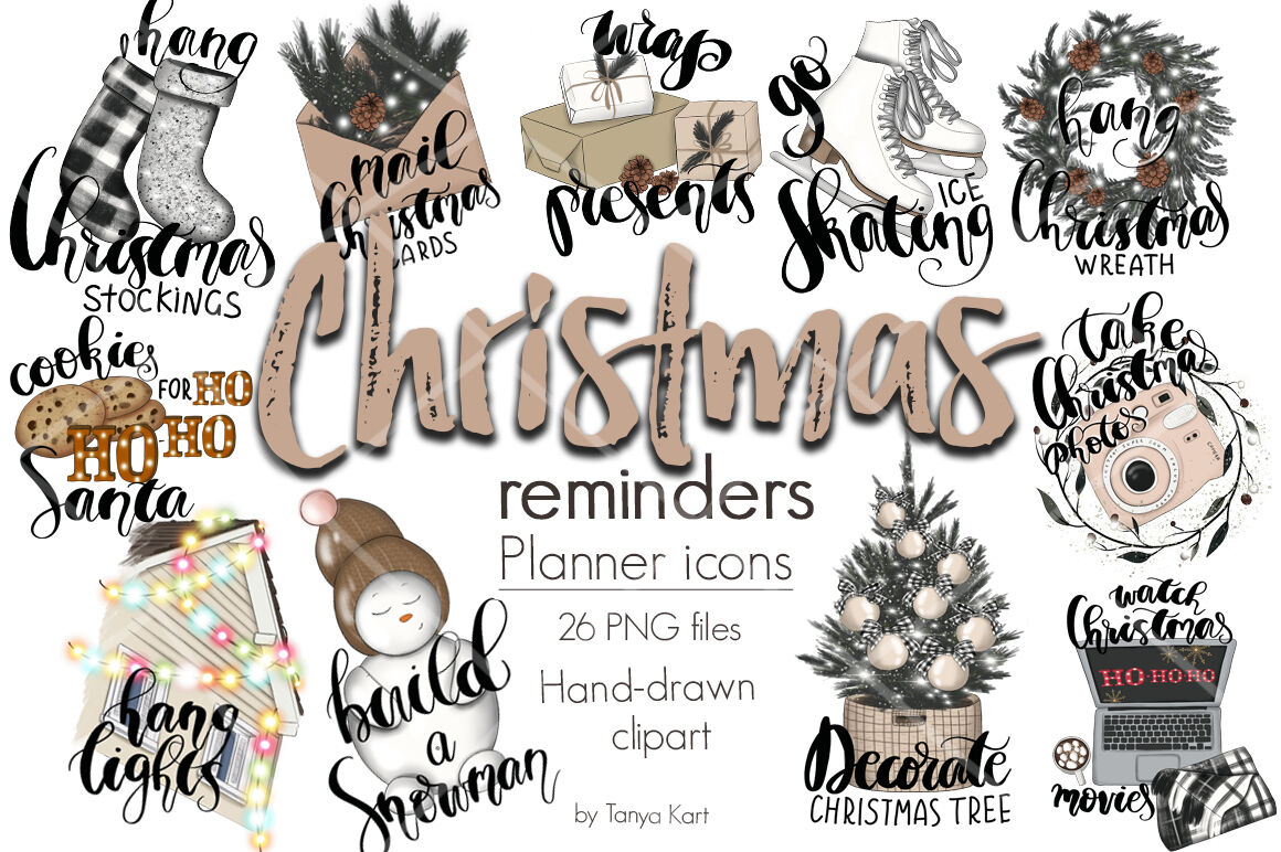 Christmas Reminders Planner Icons By Tanya Kart Thehungryjpeg Com