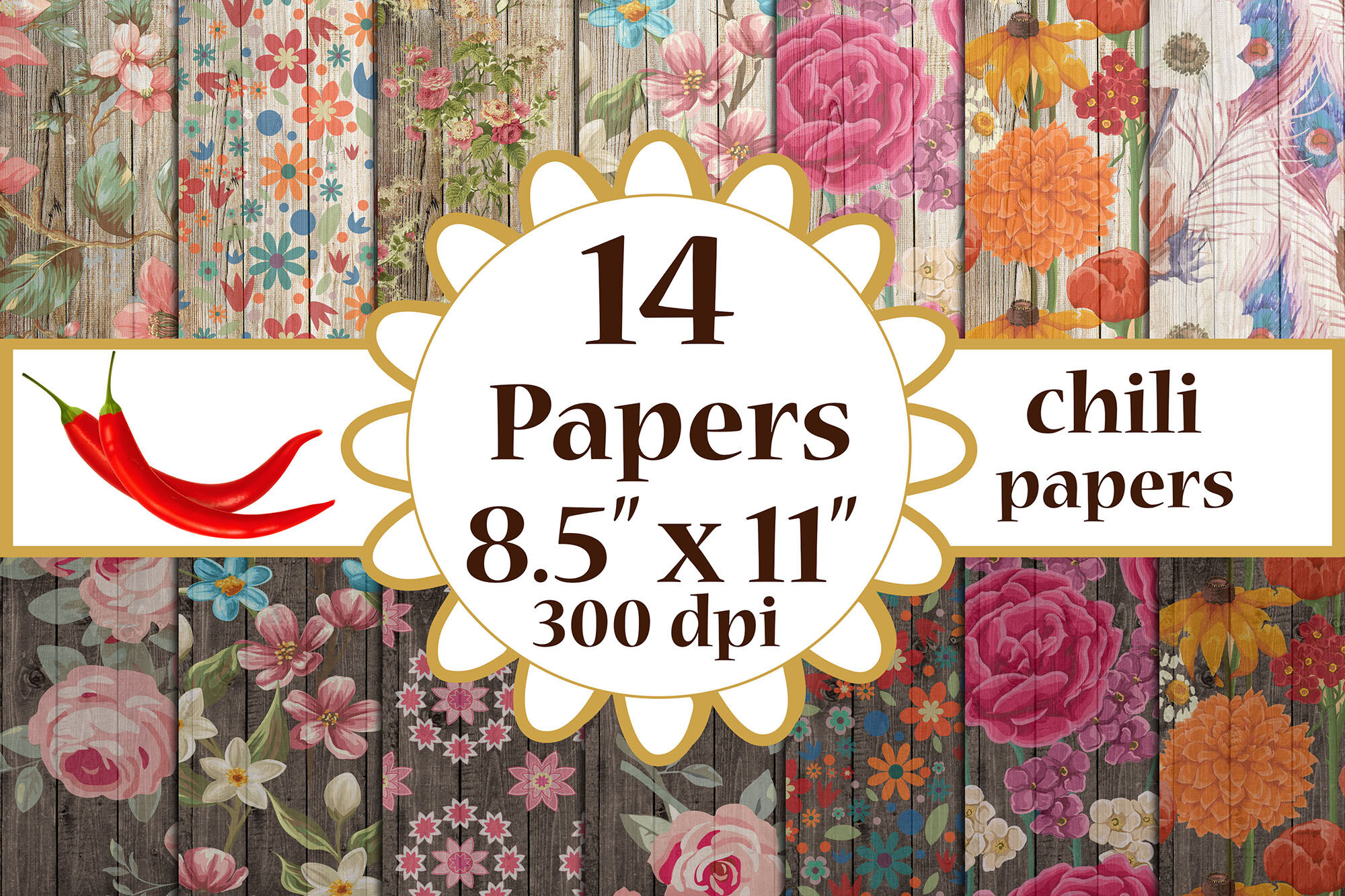 Download Wood Floral Paper, Floral cottage papers,Vintage Floral A4 ...