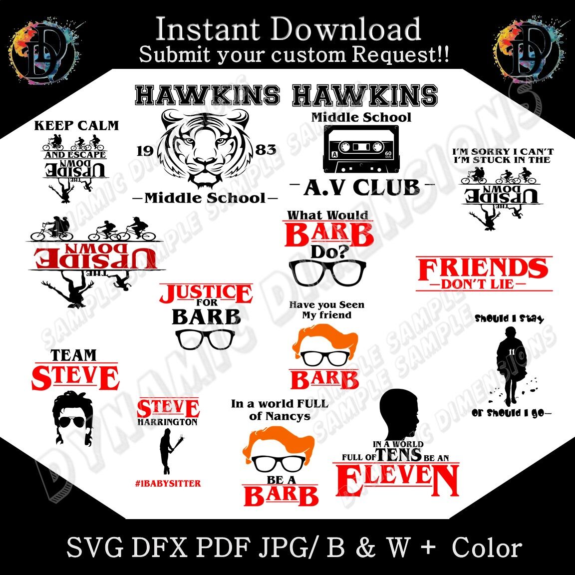 St Bundle Eleven Barb Steve Harrington Hawkins Decal Sticker Shi By Dynamic Dimensions Thehungryjpeg Com