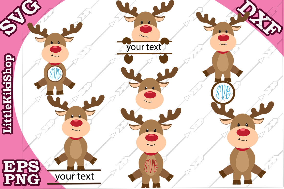 Reindeer Monogram Svg Cute Reindeer Clipart Christmas Svg By Littlekikishop Thehungryjpeg Com