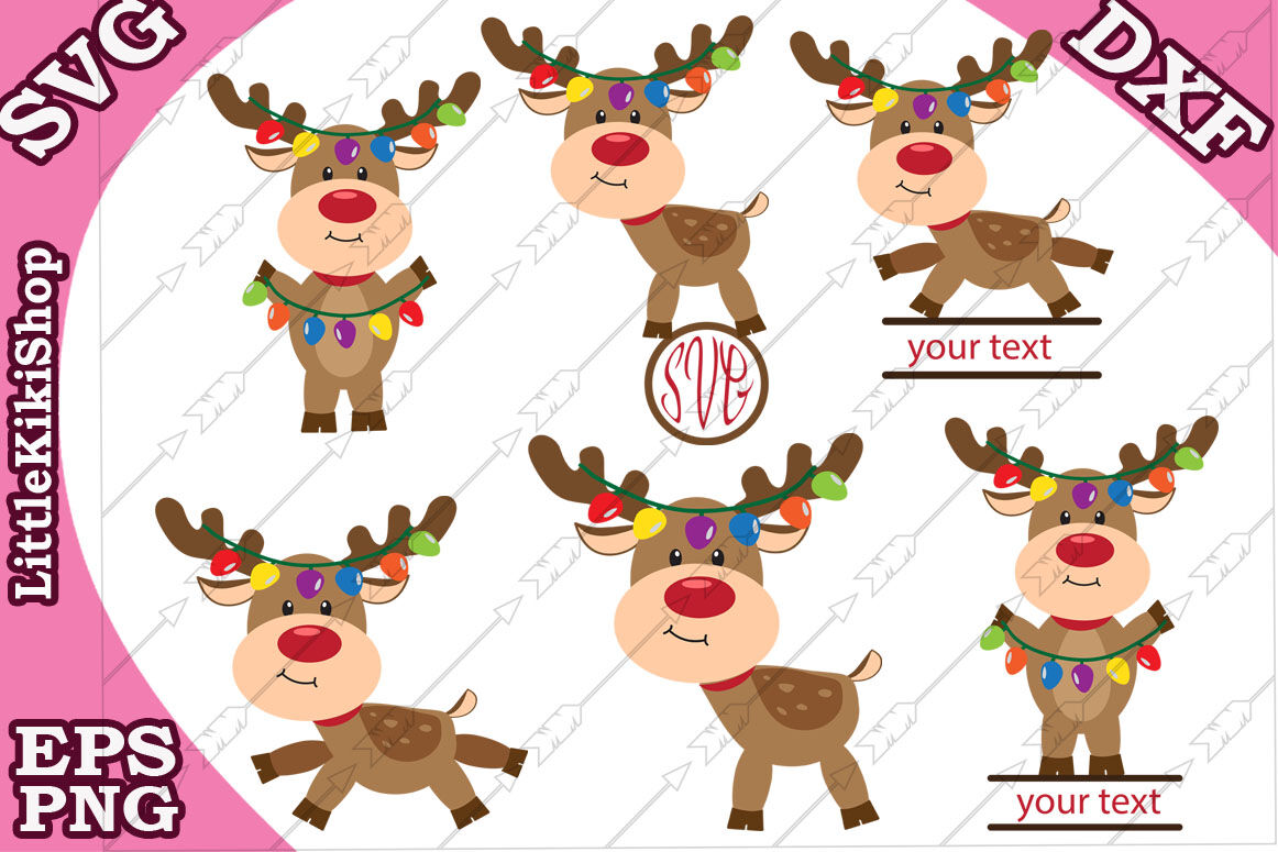 Download Reindeer Lights Svg Christmas Reindeer Clipart Xmas Svg By Littlekikishop Thehungryjpeg Com