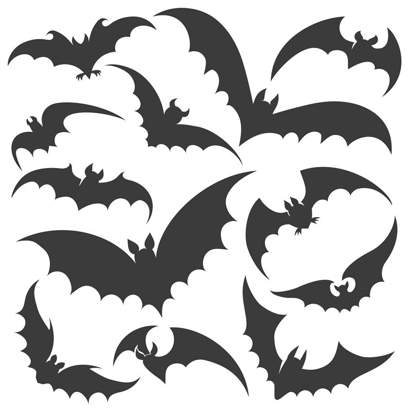 Bat silhouette set By vectortatu | TheHungryJPEG