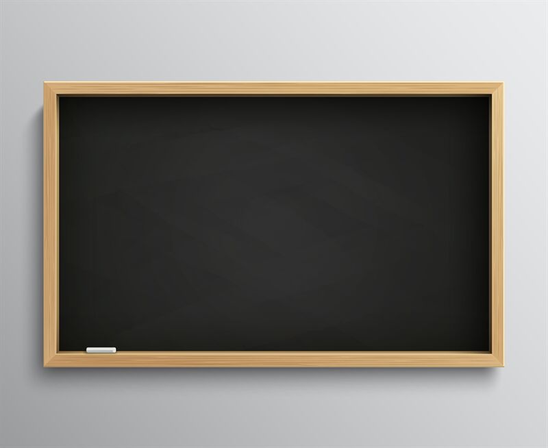 Blank retro class blackboard with chalk pieces. Empty black chalkboard ...