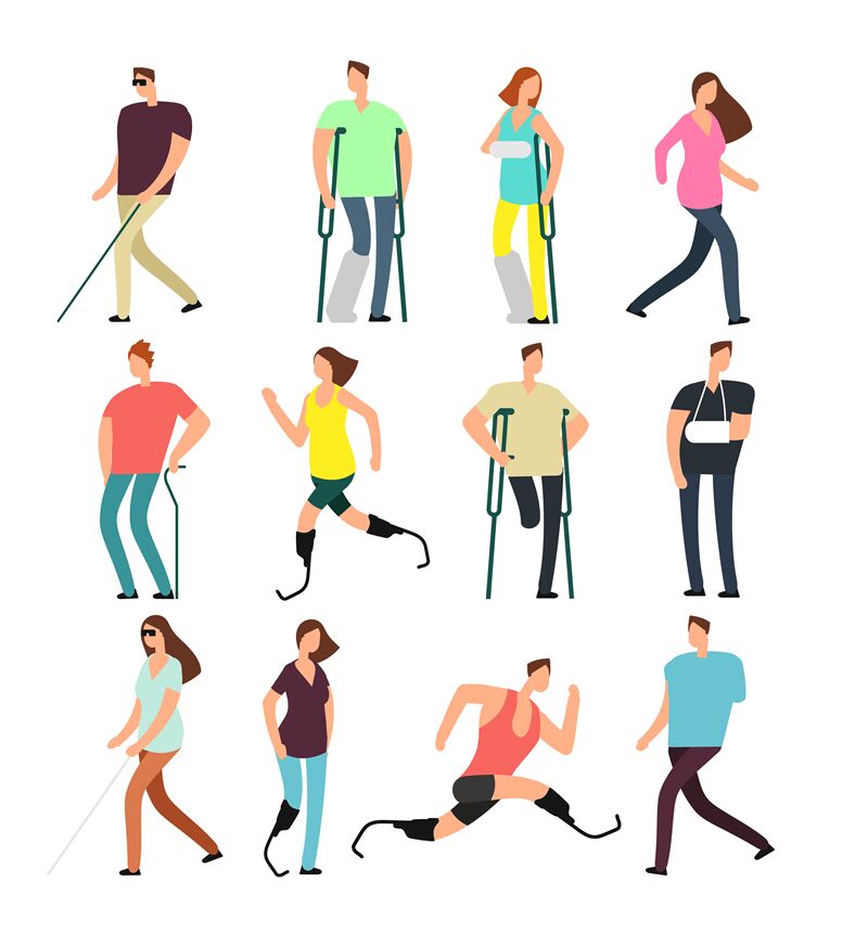 Disabled persons vector cartoon characters set. Handicapped people iso By  Microvector | TheHungryJPEG