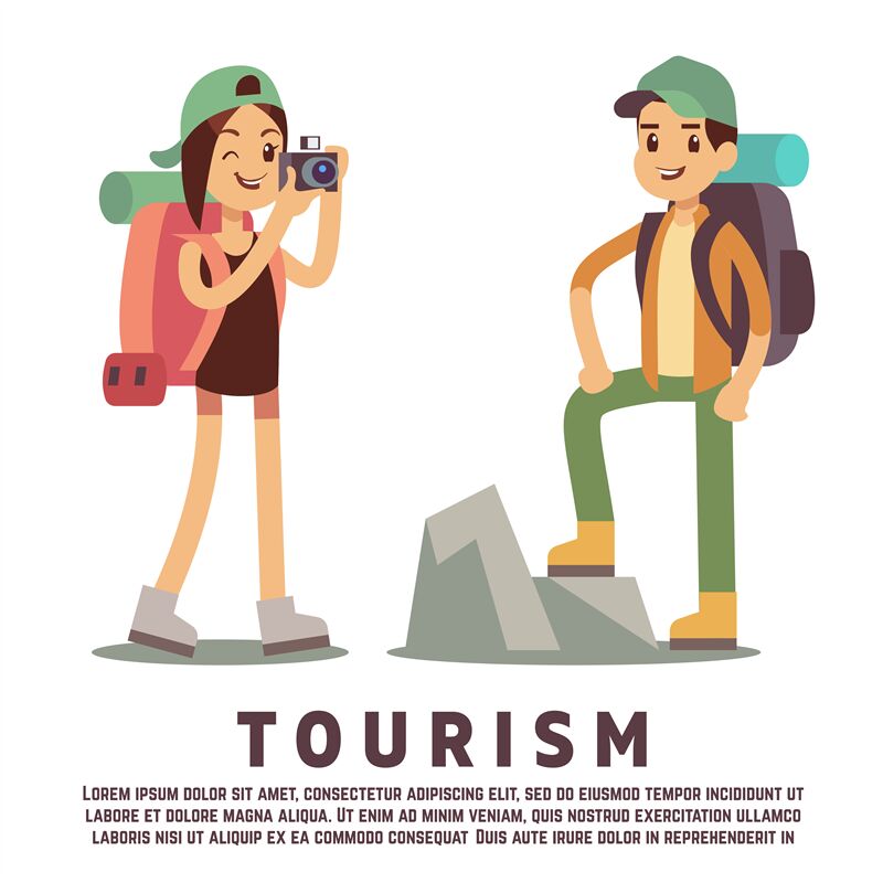 Tourist cartoon characters. Tourism flat concept By Microvector