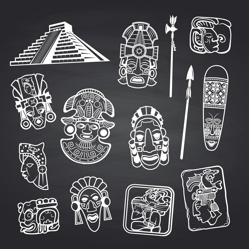 mayan mask drawing