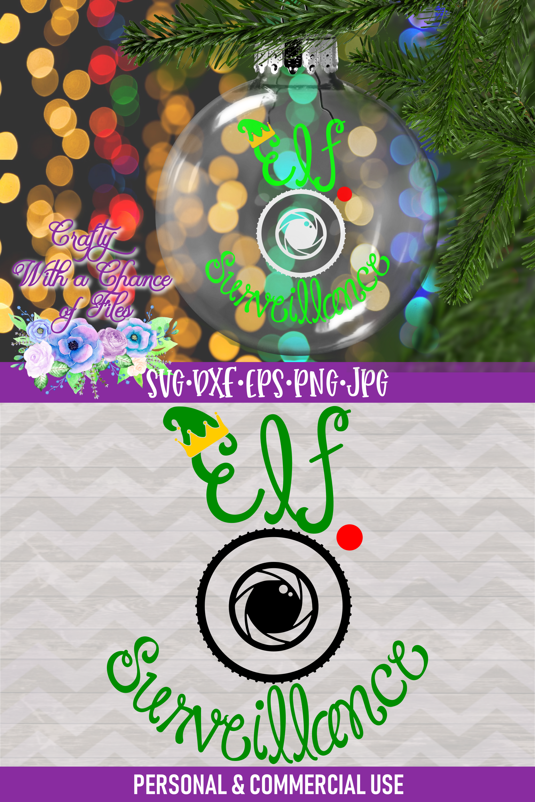 Christmas Ornament Svg Elf Surveillance Svg Bauble Svg By Crafty With A Chance Of Files Thehungryjpeg Com
