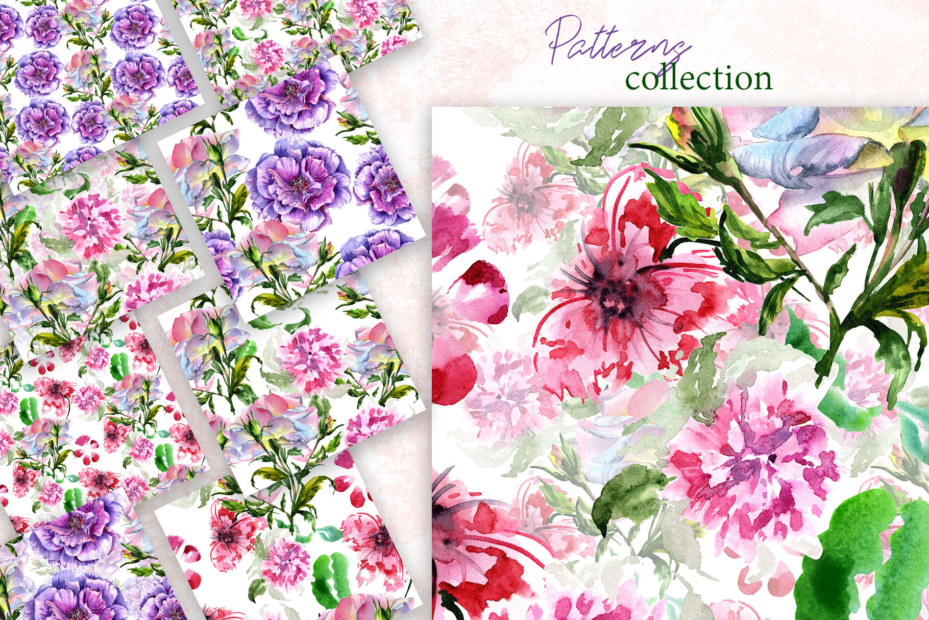 Peony Watercolor Set, Hand Painted Flowers, Free ...