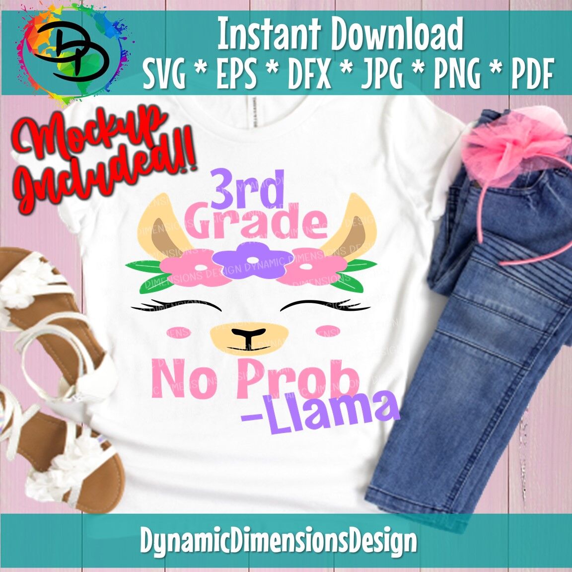 Llama Svg Third Grade 3rd Grade Svg No Prob Llama Llama Svg Back To School Svg Llama Birthday Llama Llama Cute Llama Llama Shirt By Dynamic Dimensions Thehungryjpeg Com