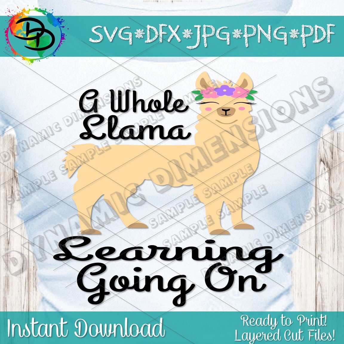 A Whole Llama Learning Going On svg, Teacher svg, Back to School, dxf, llama png, Cut File ...