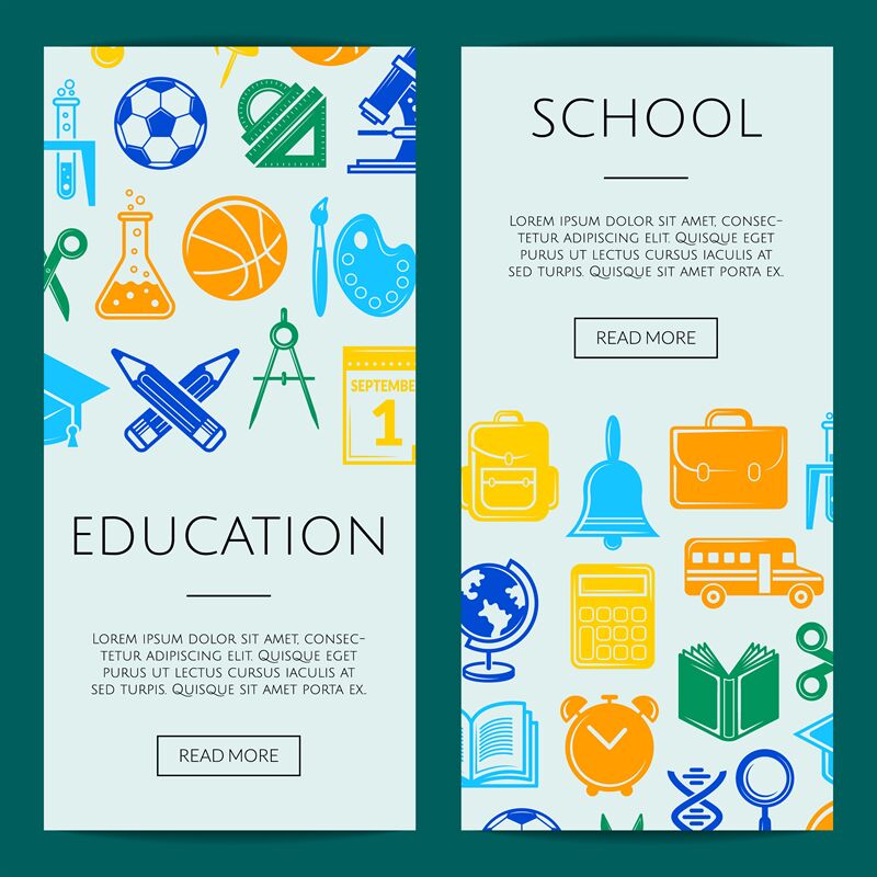 Vector back to school stationery web banner templates illustration By ...