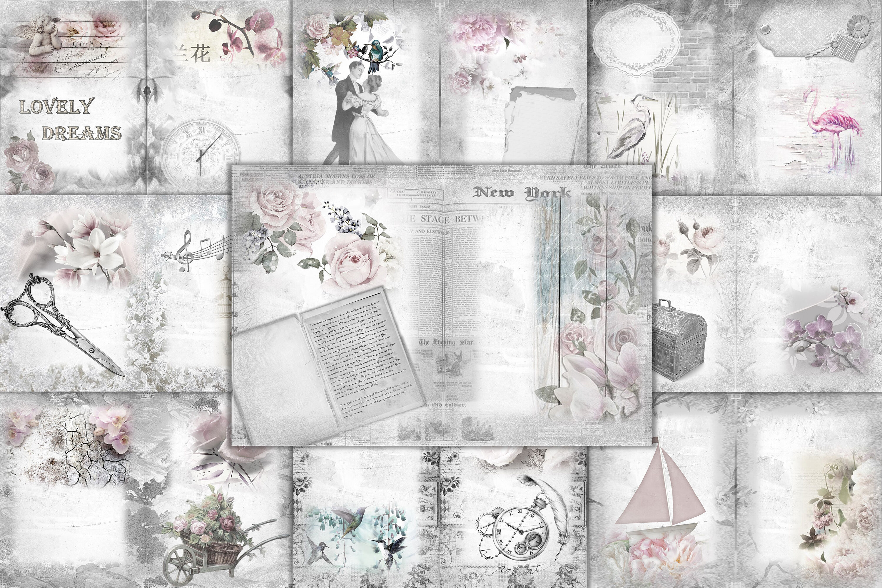 24 Printable Background Paper with Free Clipart By The Paper Princess