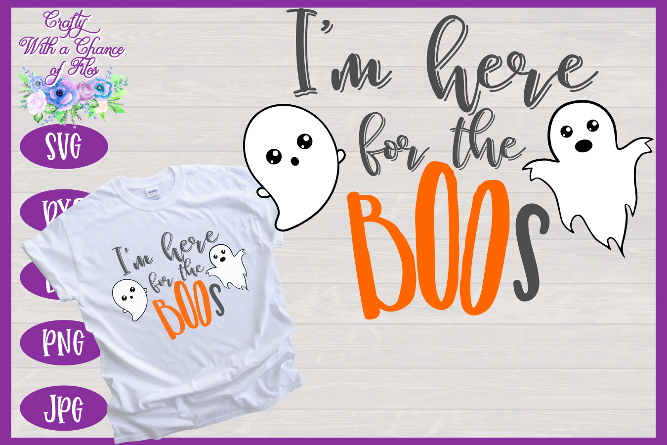 Halloween Svg Here For The Boos Svg Cute Ghost Svg By Crafty With A Chance Of Files Thehungryjpeg Com