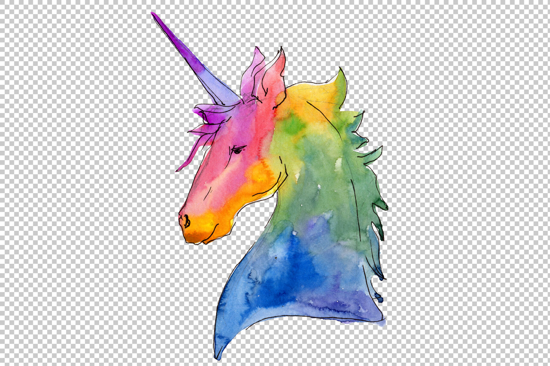 Watercolor Unicorn Clipart Free Commercial Use Hand Painted Digital By Watercolordeal Thehungryjpeg Com