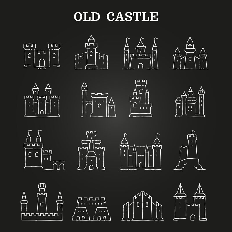 medieval castle clipart black and white car