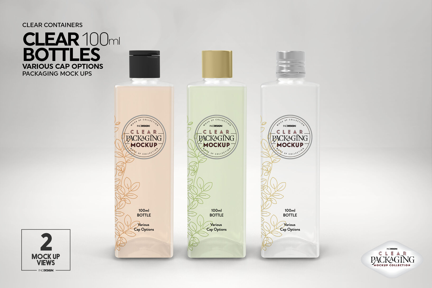 Download Clear 100ml PET Bottles Packaging Mockup By INC Design Studio | TheHungryJPEG.com