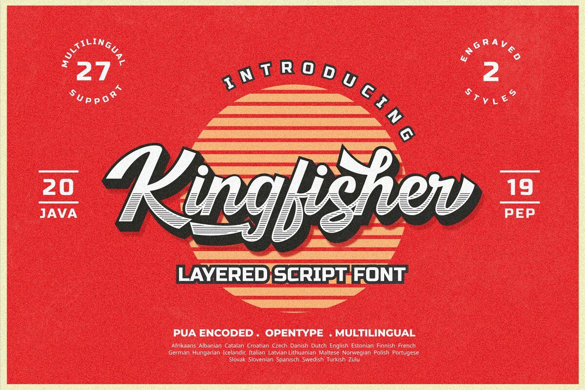 Kingfisher Layered Font By Java Pep Thehungryjpeg Com