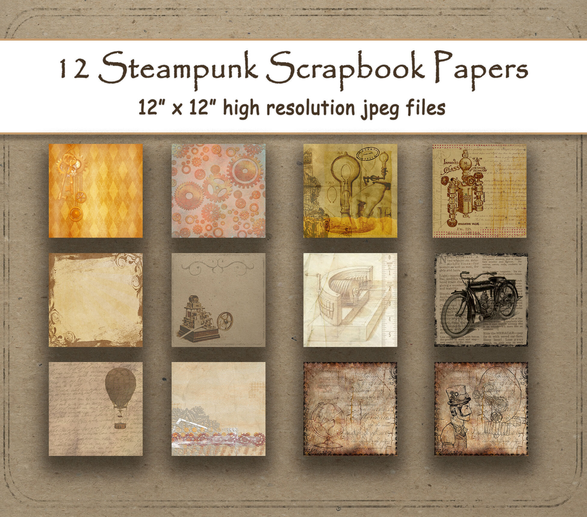 Steampunk Digital Paper 12