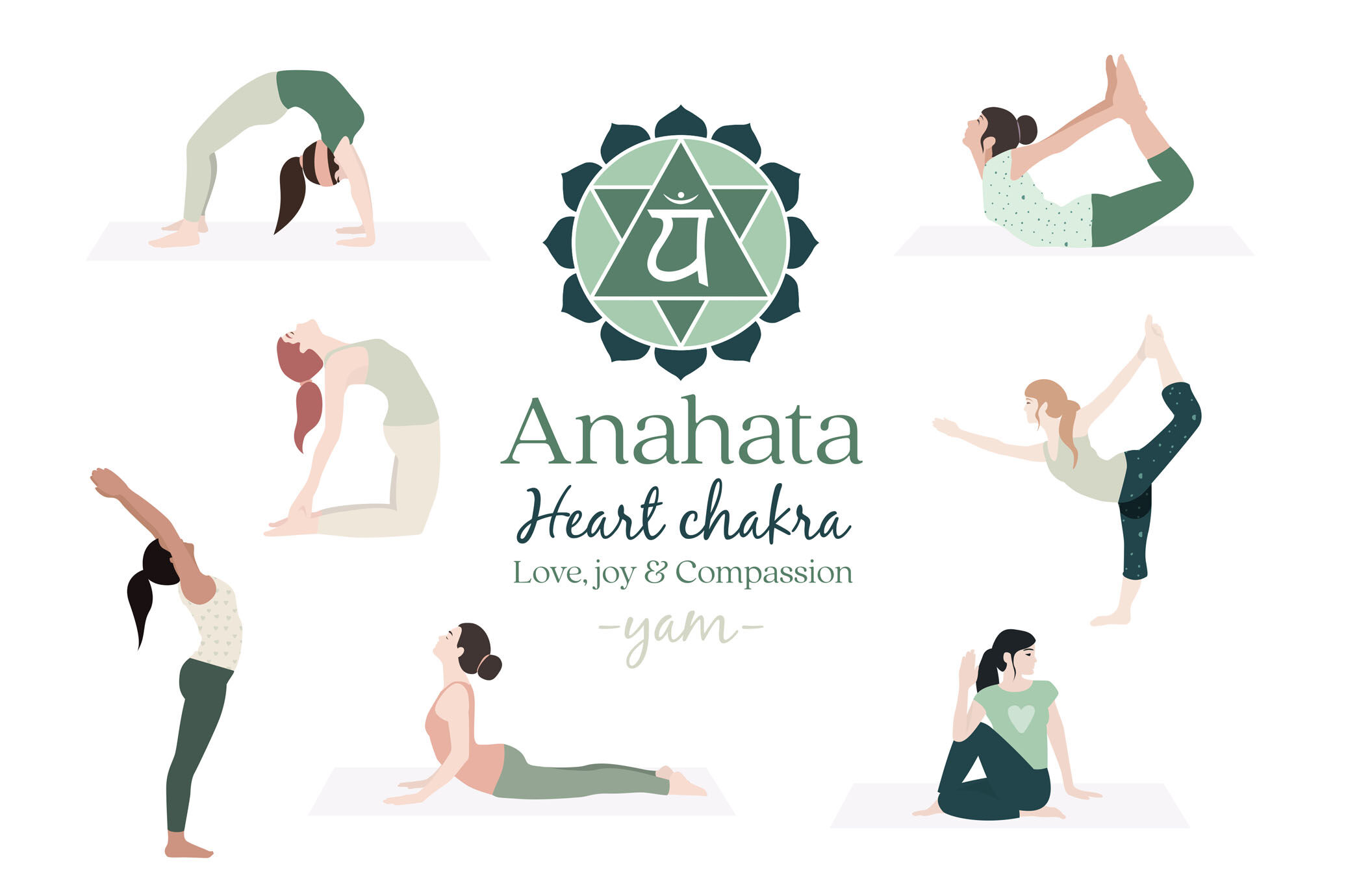 Anahata Chakra Yoga Postures By Sunnyfields | TheHungryJPEG.com