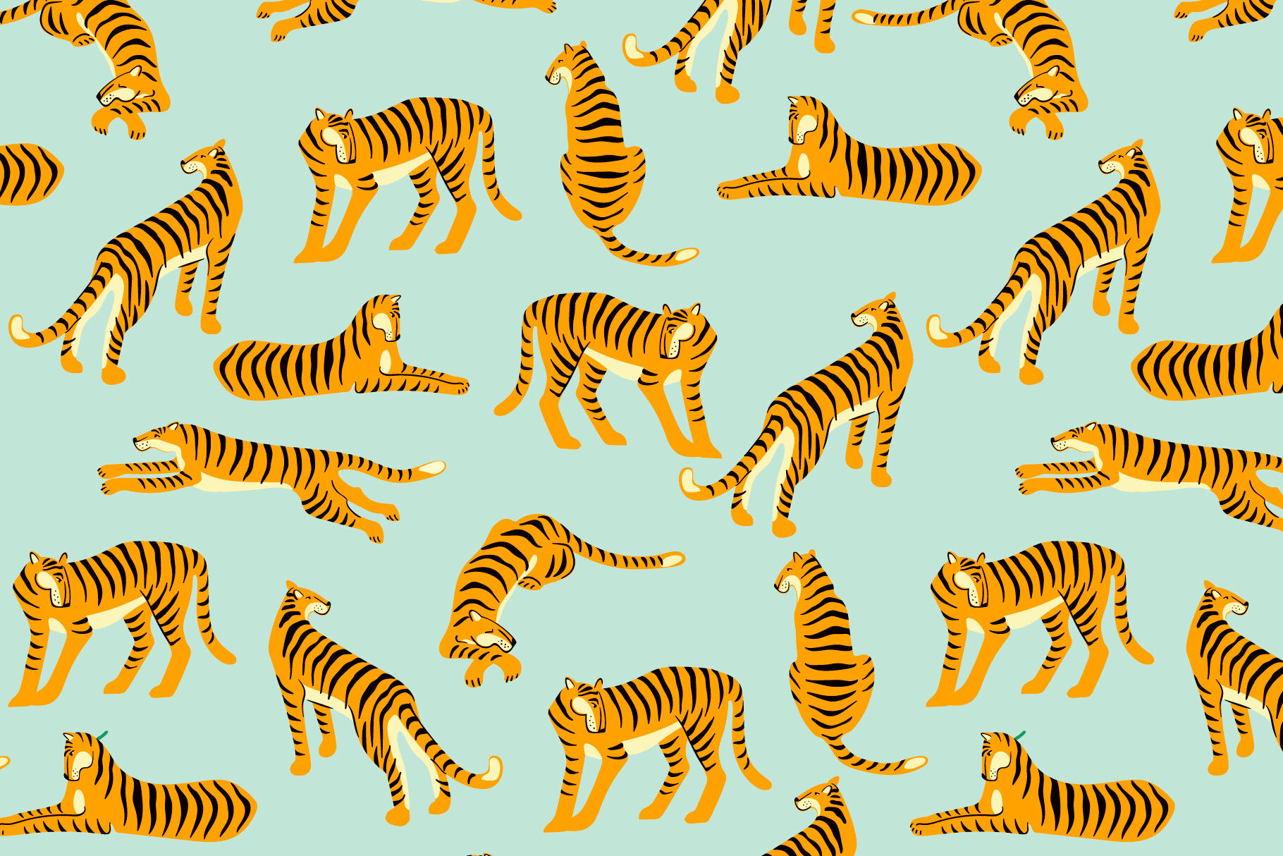 Tiger collection. Patterns & clipart By Grape Studio | TheHungryJPEG