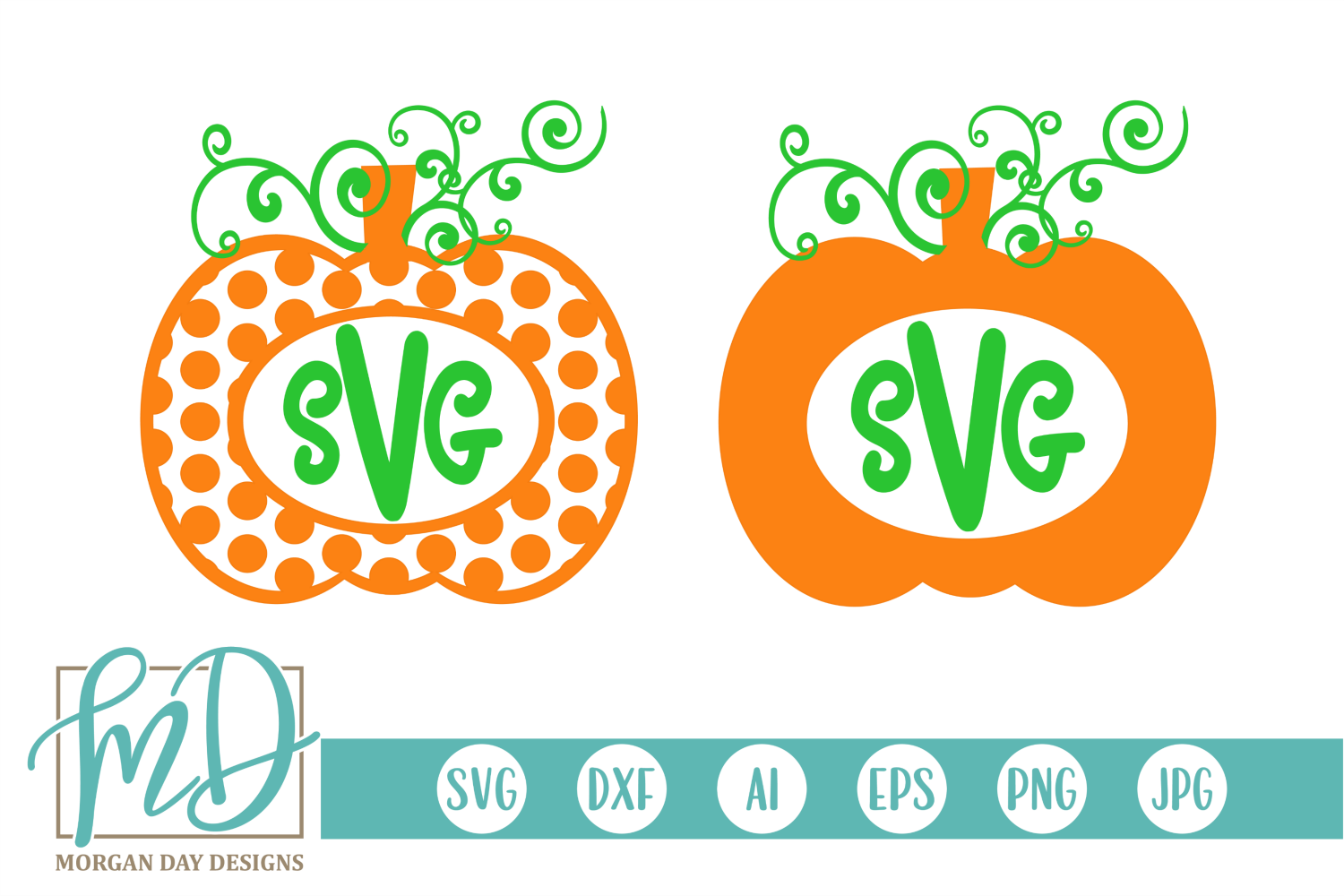 Pumpkin Monogram SVG By Morgan Day Designs | TheHungryJPEG.com