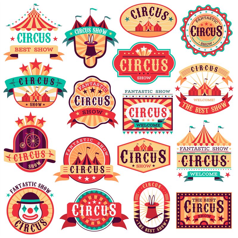 Circus Emblems Carnival Festival Fun Circus Show Retro Paper Signboa By Yummybuum Thehungryjpeg Com