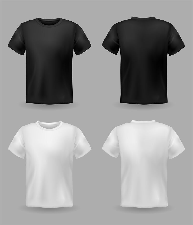 White and black tshirt mockup. Sport blank shirt template front and b