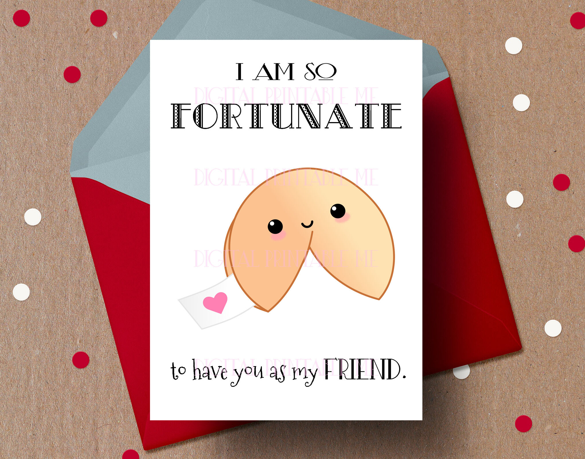 Friend Valentine Card, Friendship card, fortune cookie, chinese food, By  DigitalPrintableMe | TheHungryJPEG