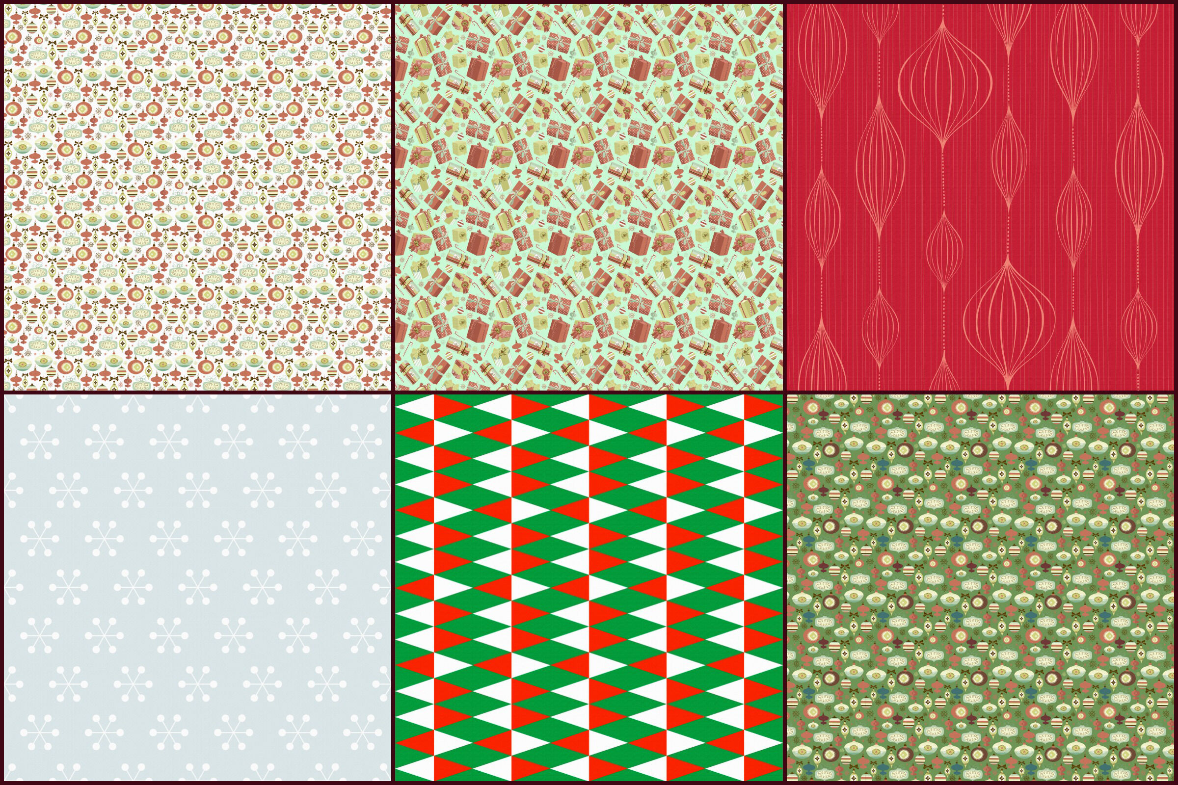 Retro Mid Century Christmas Pattern Papers By Me and Ameliè | TheHungryJPEG