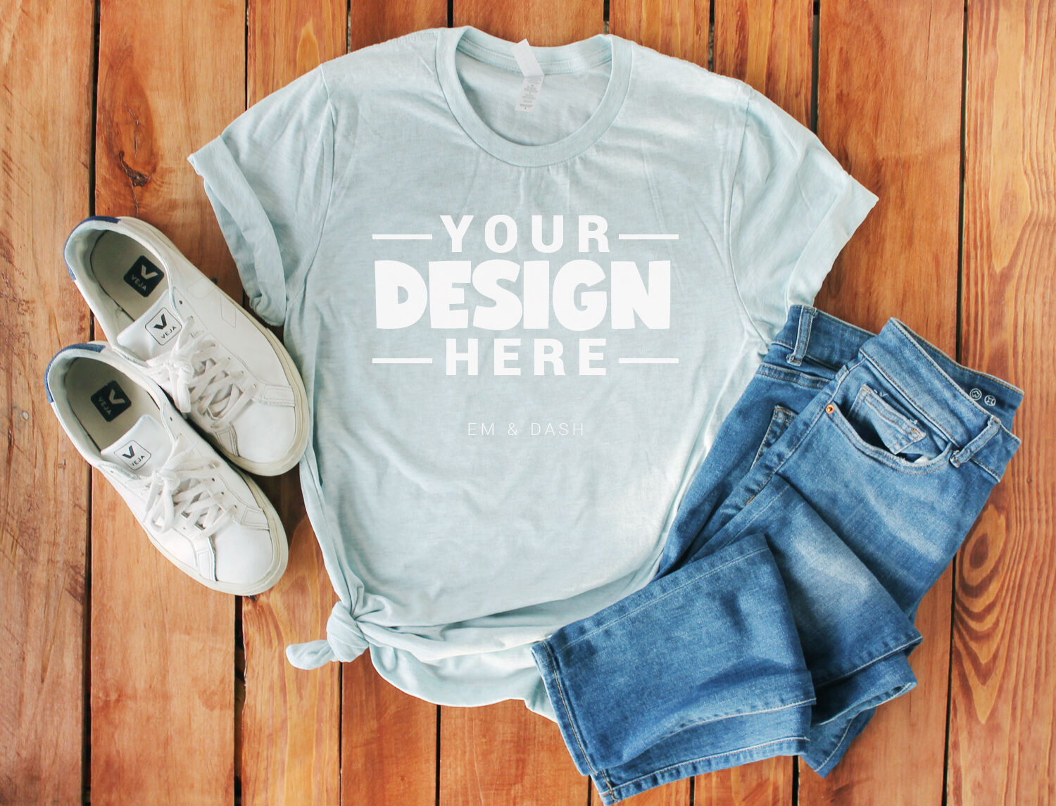 Bella Canvas 3001 Mockup Styled Flat Lay Bella Canvas Heather Prism Ice Blue Shirt Mockup Tied T Shirt Mockup Hanging T Shirt Mockup