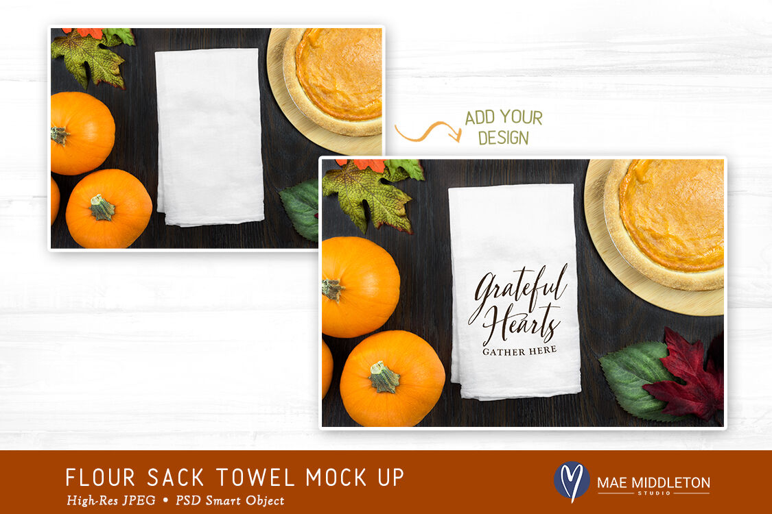 Download Flour Sack Kitchen Towel Mock Up For Fall Thanksgiving By Mae Middleton Studio Thehungryjpeg Com