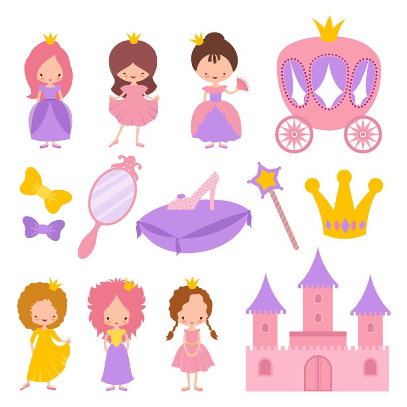 Download Cute little princess with crown and fairy-tale vector ...