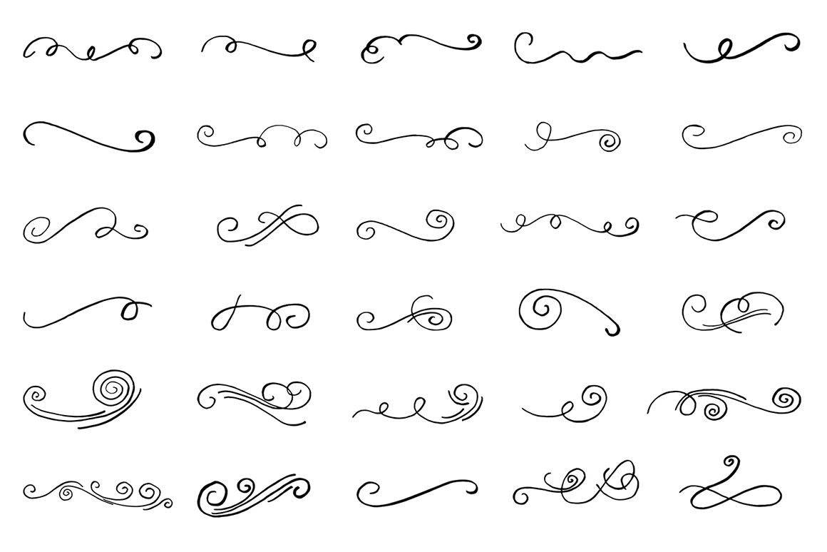 30 Hand Drawn Swoosh & Swirl Cliparts By CreativeWhoa | TheHungryJPEG