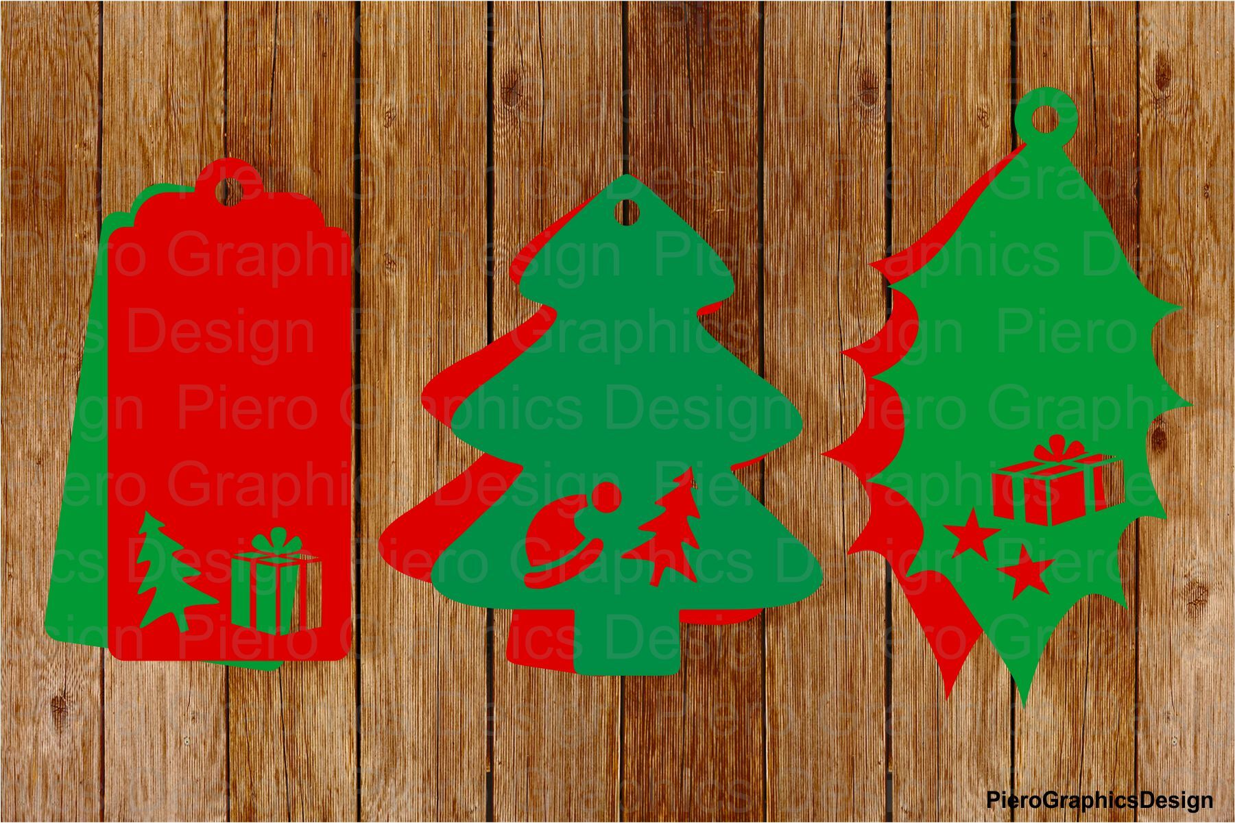 Holiday Christmas Shapes Ornaments or Gift Tag SVG  Cut File for Silhouette or Cricut
