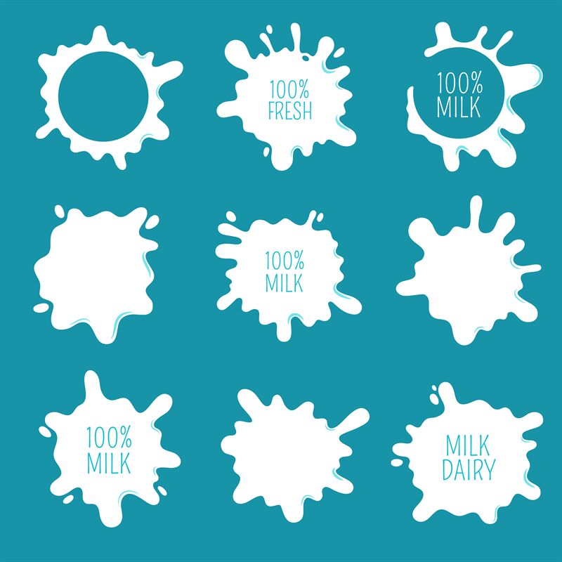 Cow Milk Blots Splashes And Drops Farm Fresh Dairy Product Vector La By Microvector Thehungryjpeg Com