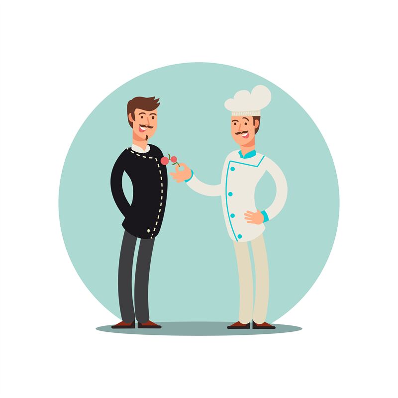 Restaurant team cartoon character. Chef and sommelie flat design By ...