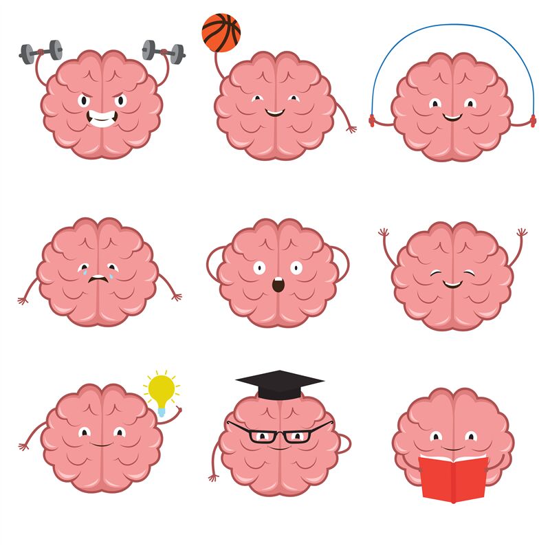 Strong, healthy, sports and smart brain vector cartoon characters set By  Microvector | TheHungryJPEG