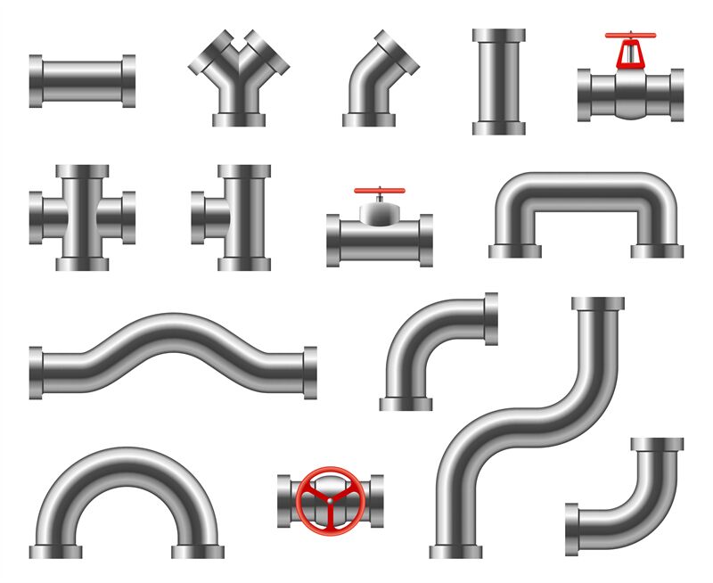 Steel Pipes. Metal Pipeline Connectors, Fittings, Valves, Industrial P ...