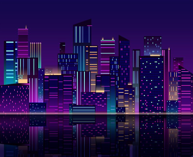 neon light skyline