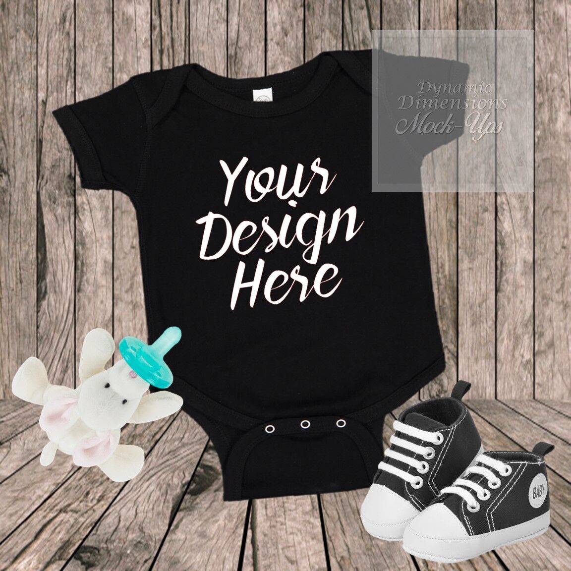 Blank Black Baby Onesie Mockup, Fashion Design Styled Stock Photograp By Dynamic Dimensions ...