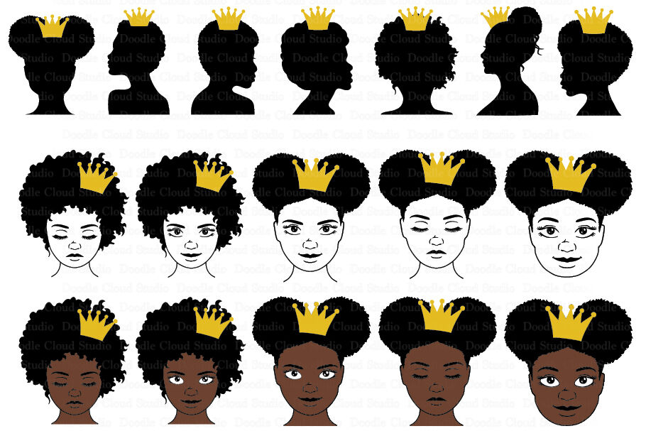 Download Black Queen With Crown SVG, Afro Puff Crown SVG, Black ...
