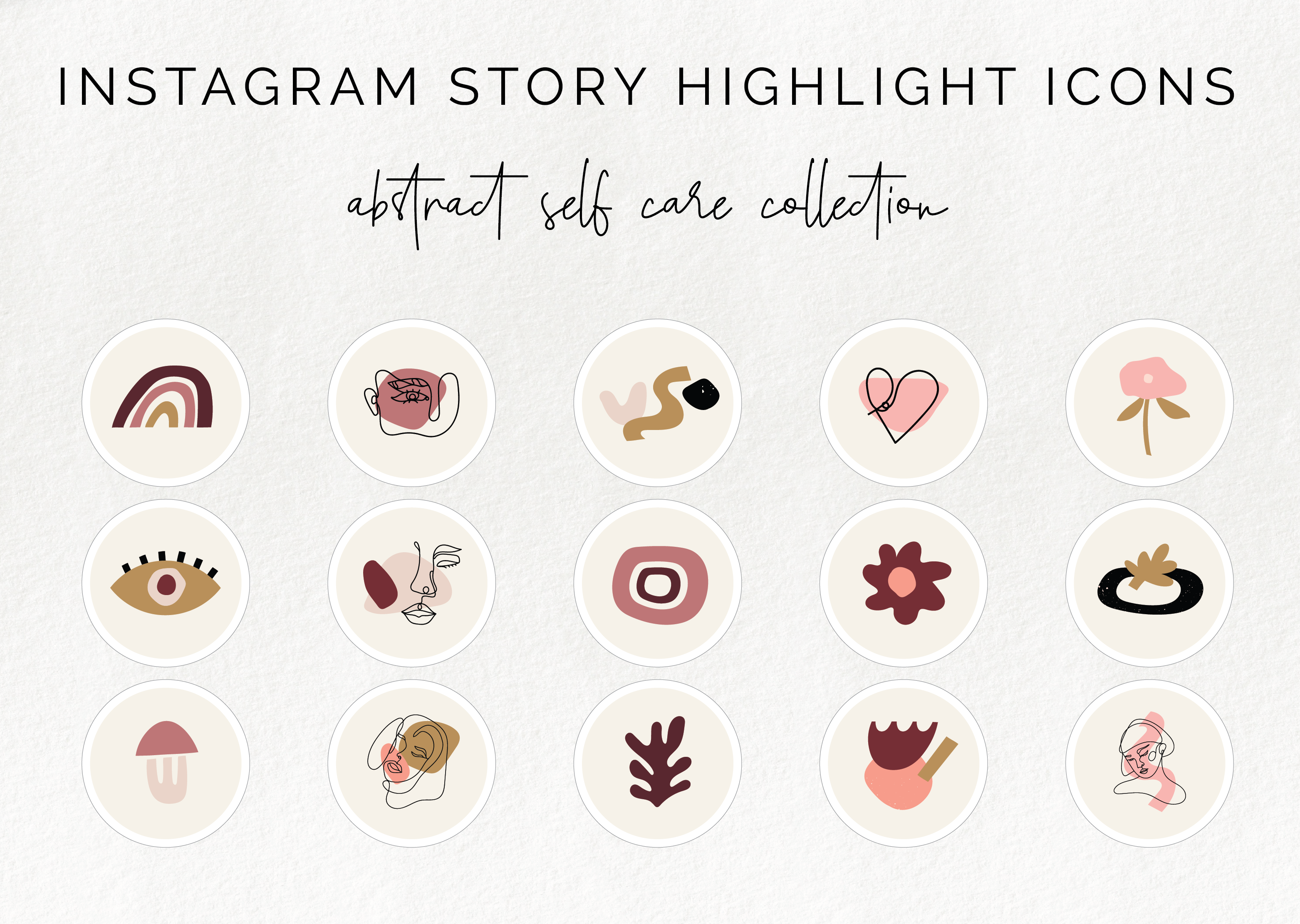 15 Instagram Story Highlight Icons Abstract Blush Collection By Create Yourself Illustration Thehungryjpeg Com