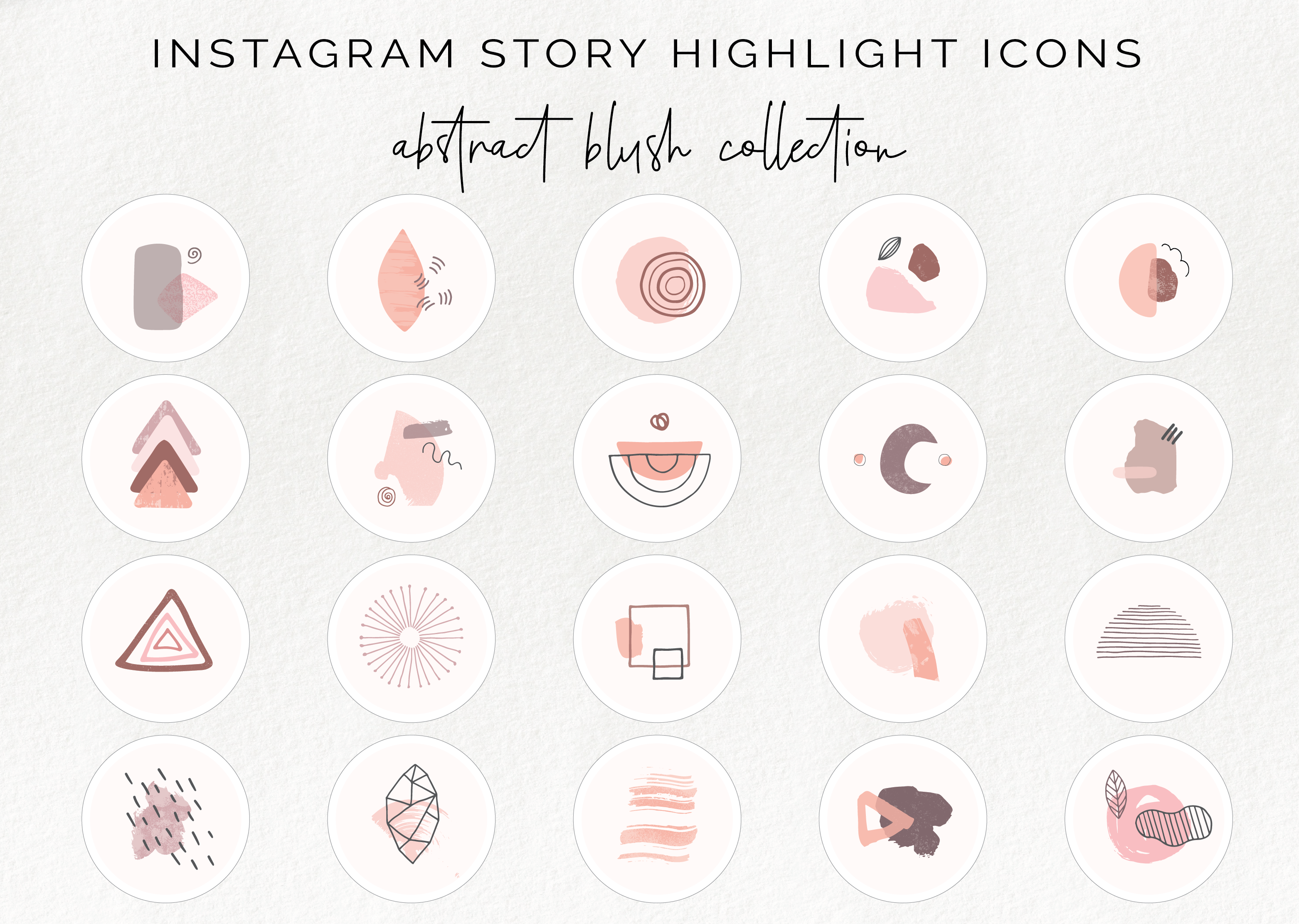 20 Instagram Story Highlight Icons Abstract Blush Collection By Create Yourself Illustration Thehungryjpeg Com