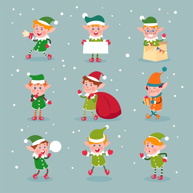 Elf. Cartoon santa claus helpers, dwarf christmas vector fun elves cha By  Microvector | TheHungryJPEG