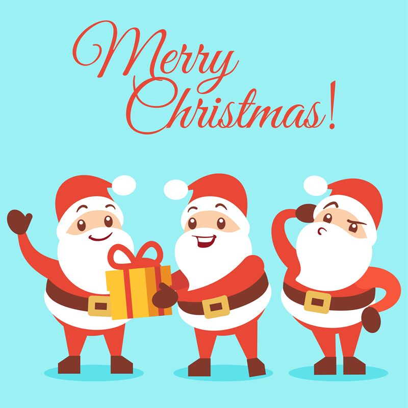 Merry Christmas background with emotional Santa cartoon characters By  Microvector | TheHungryJPEG